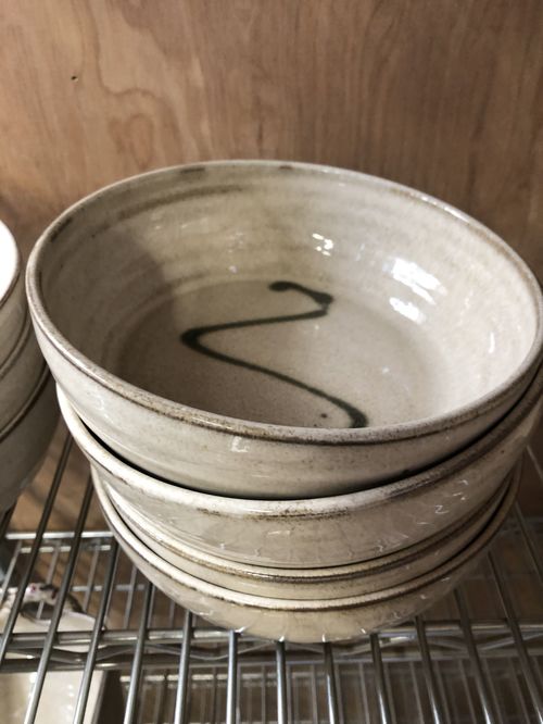 Winter white pottery bowls created by Potts Pottery in Seagrove NC