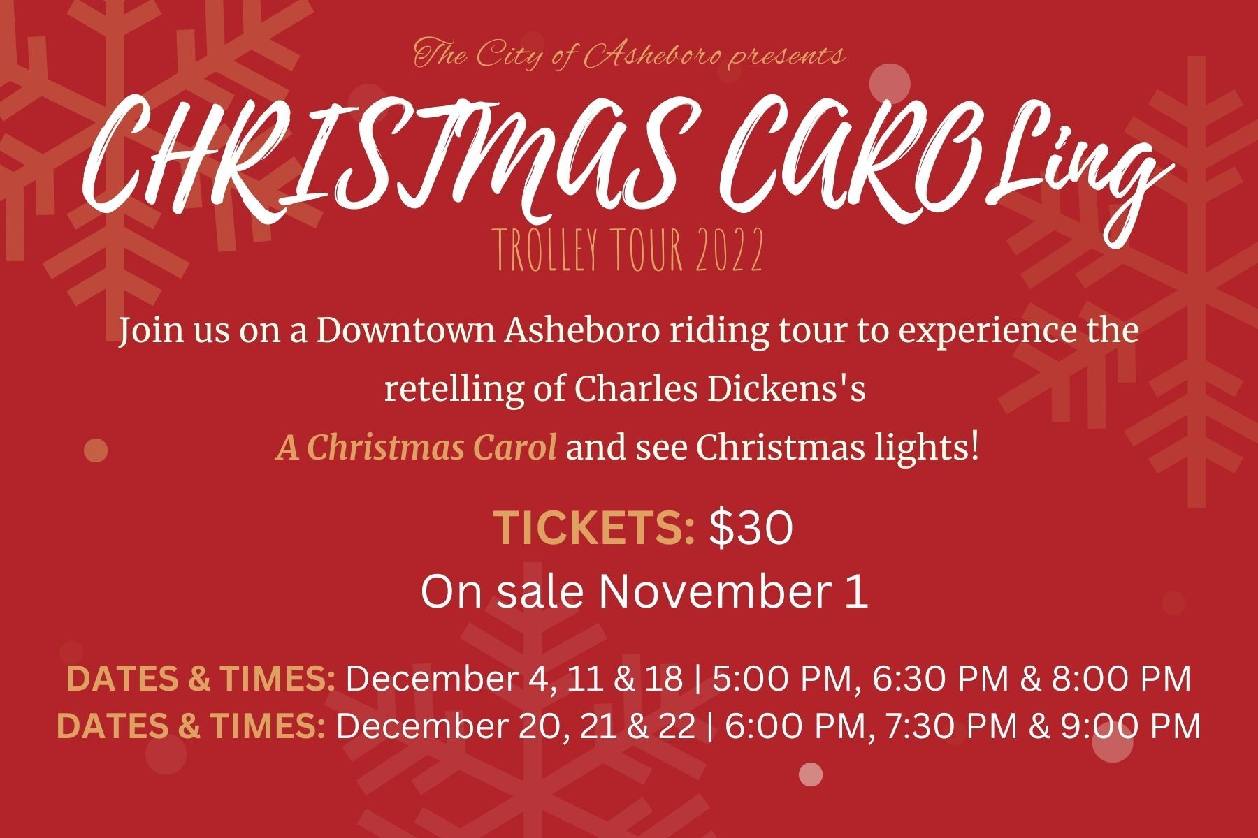 A Christmas Carol-ing Trolley Tour in Downtown Asheboro (late)